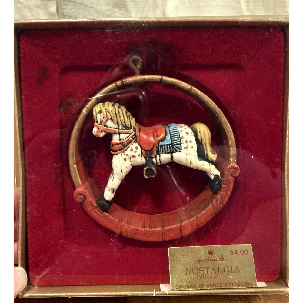 Vintage 1975 Hallmark Keepsake Nostalgia Rocking Horse Ornament - NIB (QX128-1)